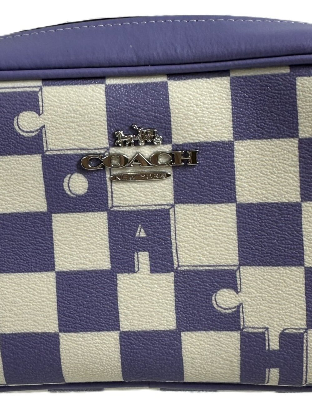 COACH Jaime Purple Lavender / Chalk Checkered Crossbody Bag